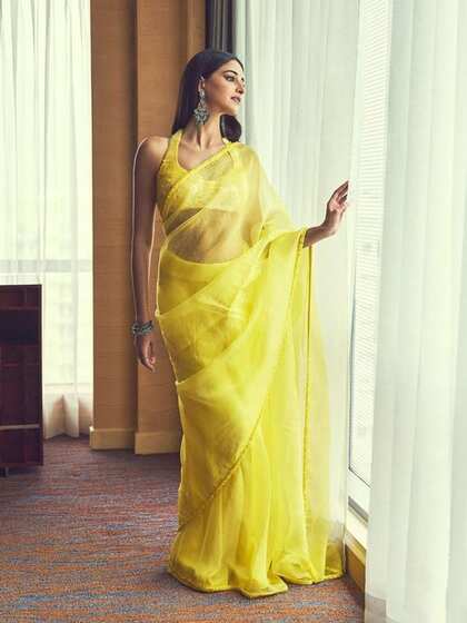 येलो ऑर्गेनसा साड़ी (Yellow Organza Saree)