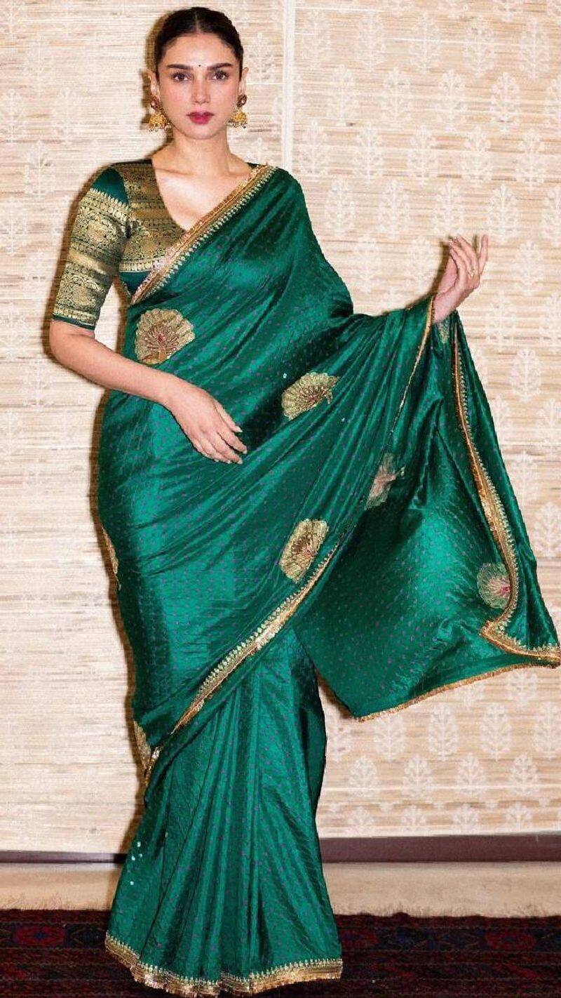 aditi rao hydari green Silk saree look xbw