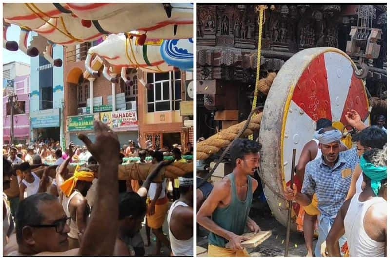 Chariot stuck in ditch in Kumbakonam Sarangapani temple rescued after 3 hours vel