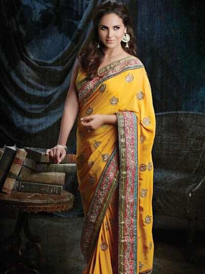 जॉर्जेट येलो साड़ी (Georgette Yellow Saree)