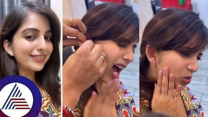 Nivedita Gowda of Bigg Boss fame has shared a video of her ear piercing fans react suc