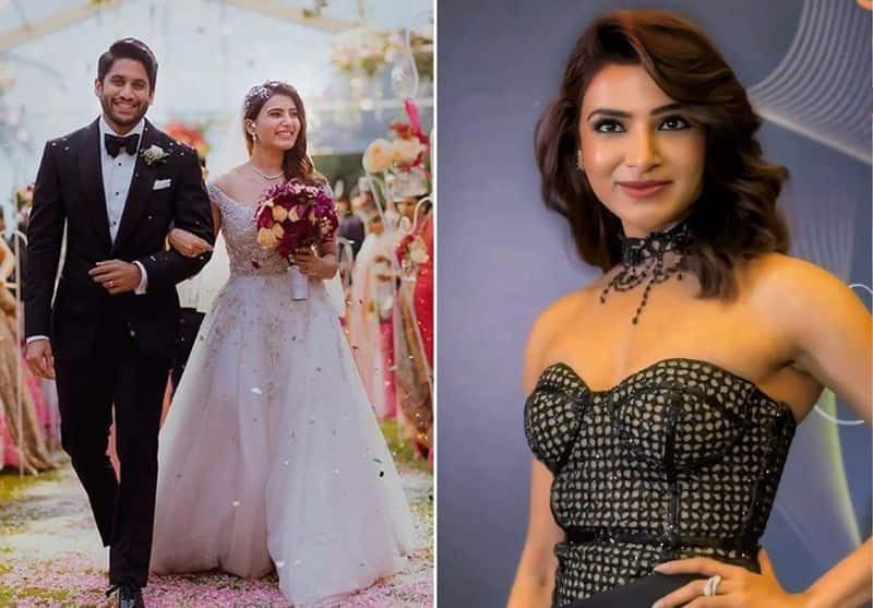 Actress Samantha Repurposes her wedding dress to a fashion rich dress for Award function gan