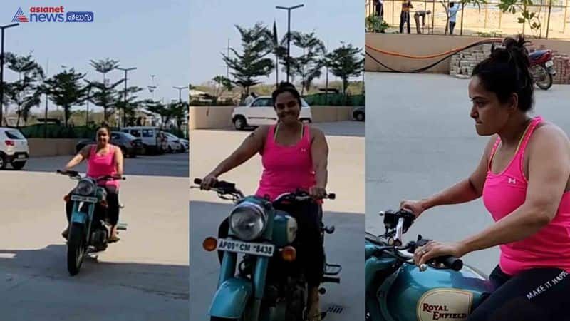 actress pragathi bike drive