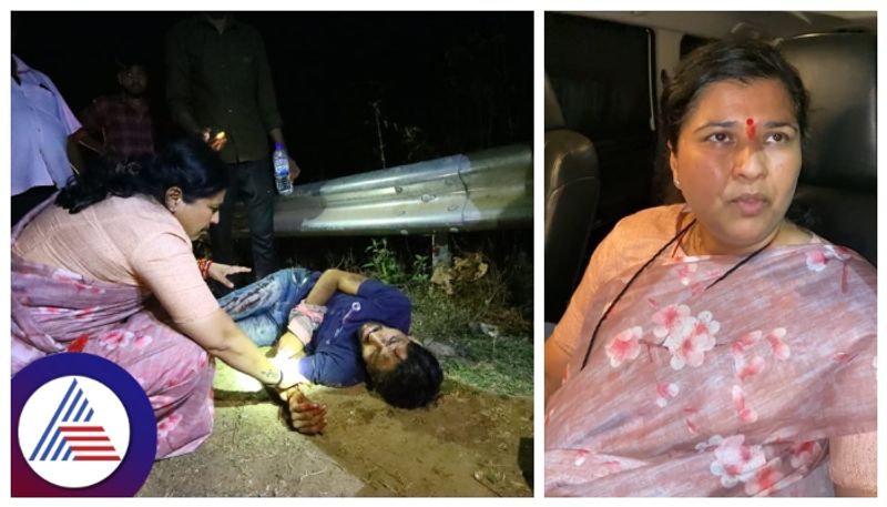 Uttara Kannada Lok Sabha constituency Congress candidate dr Anjali Nimbalkar helps patients who on road accident gow