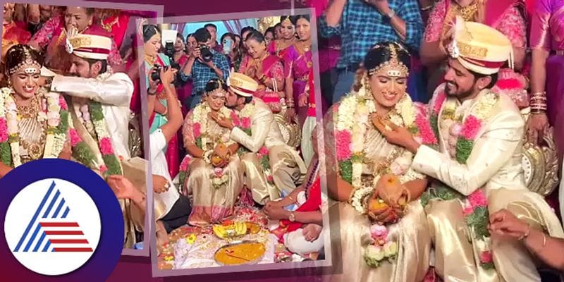 Geetha serial actor Dhanush Gowda got married with Sanjana in a grand ceremony pav