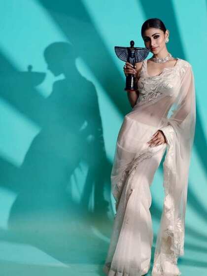 व्हाइट ऑर्गेनसा साड़ी (Organza Saree)