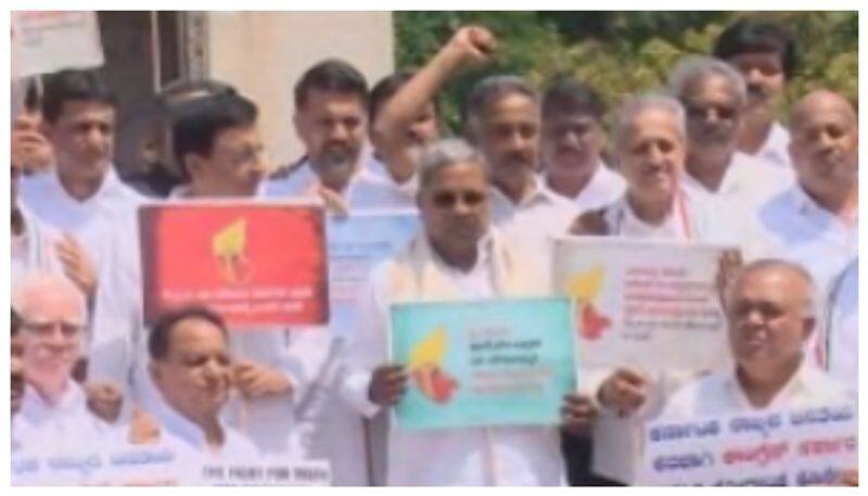 Congress protest for demanding full drought relief nbn