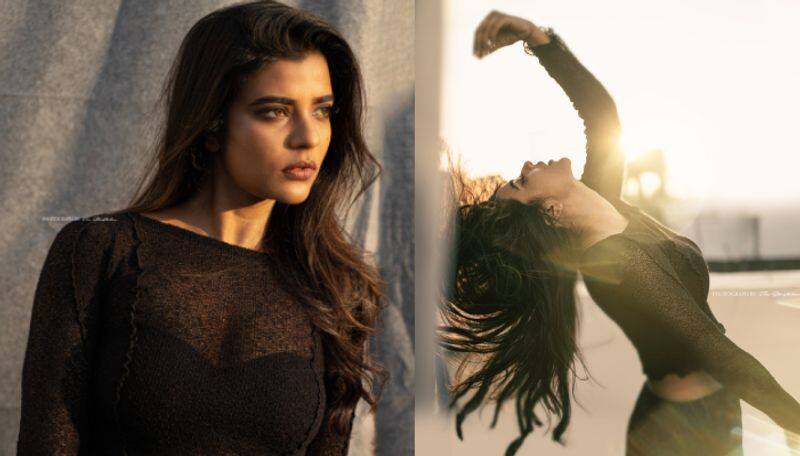 Actress Aishwarya Rajesh stunning in black dress latest photoshoot viral in social media ans