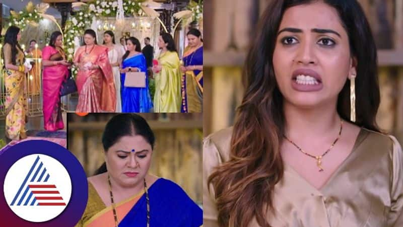 Amruthadhaare serial Mahi comes to rescue of mother in law in an embarassing situation skr