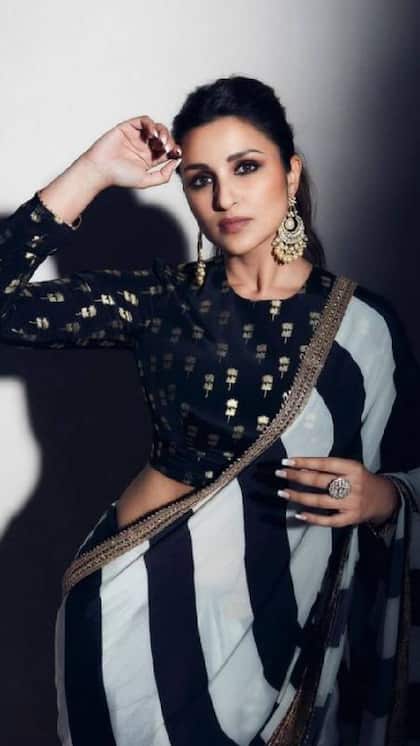 परिणिती चोपड़ा का Retro Stripe Saree के साथ सिल्क ब्लाउज