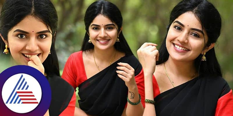 Actress Megha Shetty stuns in half saree and no makeup look pav