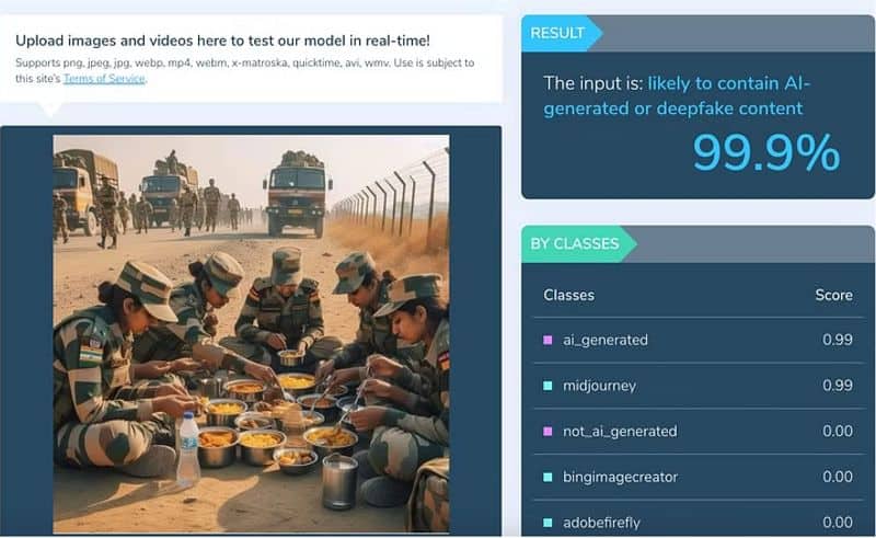 Fact Check AI generated image sharing as Indian Army womens having food on road amid 48 degree Celsius