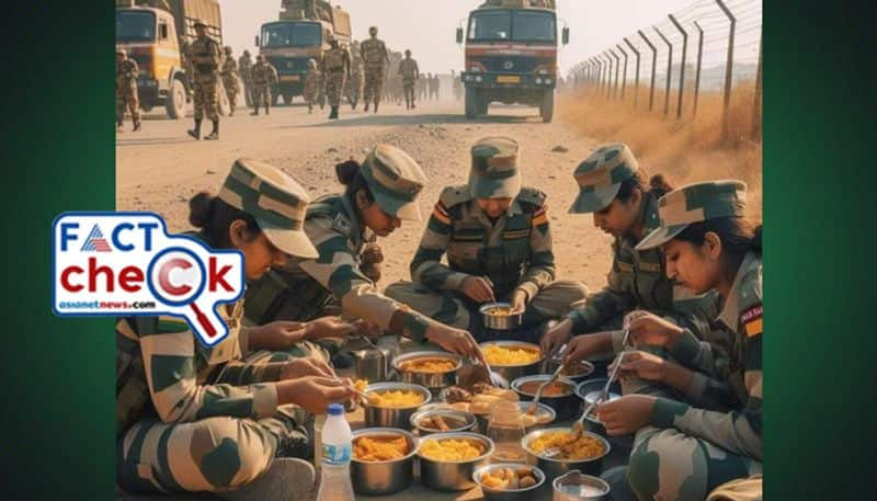 Fact Check AI generated image sharing as Indian Army womens having food on road amid 48 degree Celsius