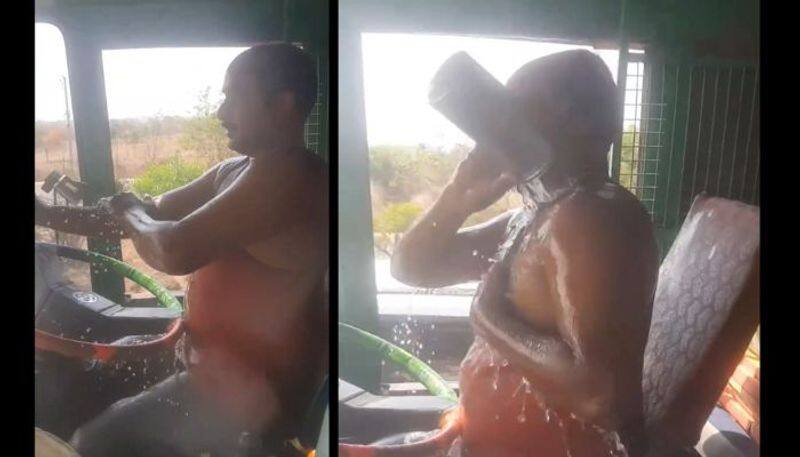 Viral Video Truck Driver Genius Jugaad for Beating Scorching Heat Amazes Netizens KRJ