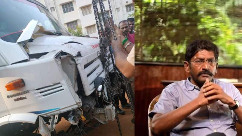 savukku shankar travelled police vehicle Accident in dharapuram tvk 