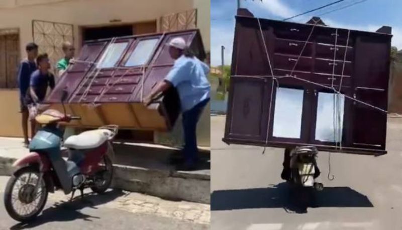 man transport almirah in scooter Anand Mahindra share video 