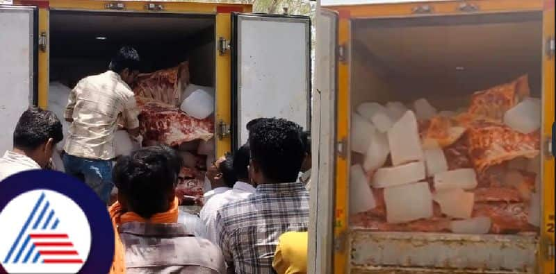 Illegal meat transport 3 people including  driver were arrested at hunsagi yadgir district rav