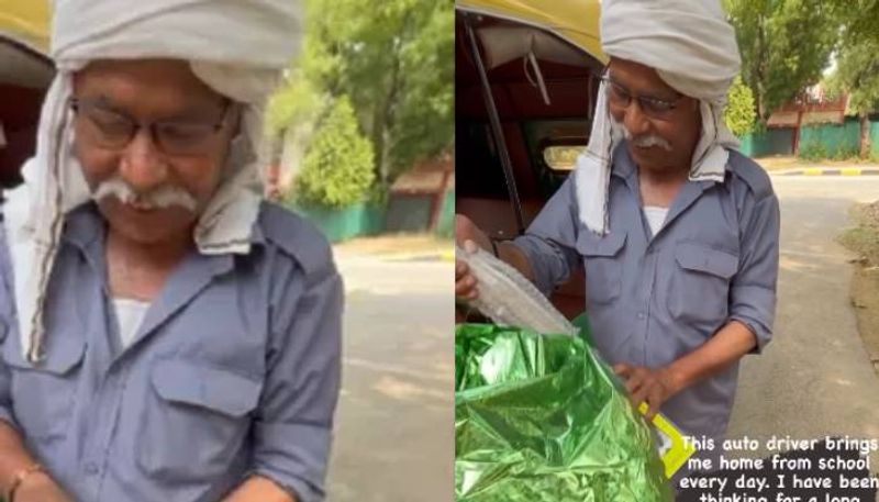 woman gifted auto driver a steel bottle viral video 