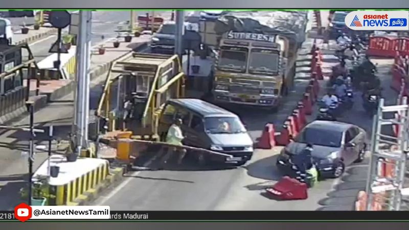 man try to kill toll booth employee in madurai video goes viral vel