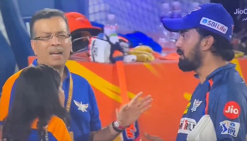 LSG owner Sanjiv Goenka express his anger to LSG captain KL Rahul for the loss against SRH