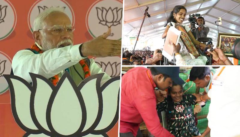 Hearts are won over by PM Modi's kind act towards women with special needs in Mahabubnagar, Telangana-rag