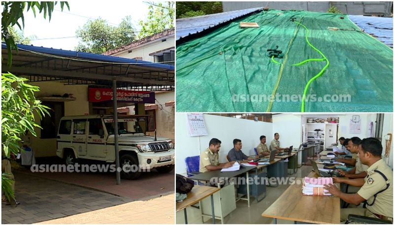 sprinkler on the roof to reduce heat at kanhangad police station