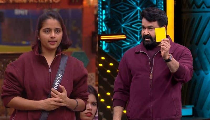 mohanlal announced the punishment for resmin bai for attacking jasmin jaffar in bigg boss malayalam season 6