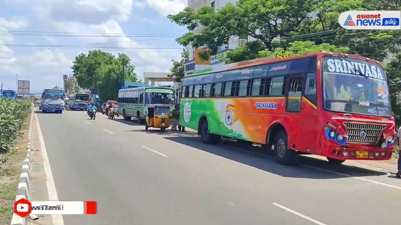 3 bus damaged at road accident in madurai district vel