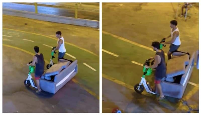 Video of youths carrying a sofa on electric scooter goes viral 