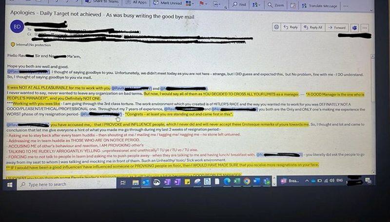 Daily Target not achieved, was busy writing goodbye mail': Employee calls out boss's toxic traits, post goes viral gcw