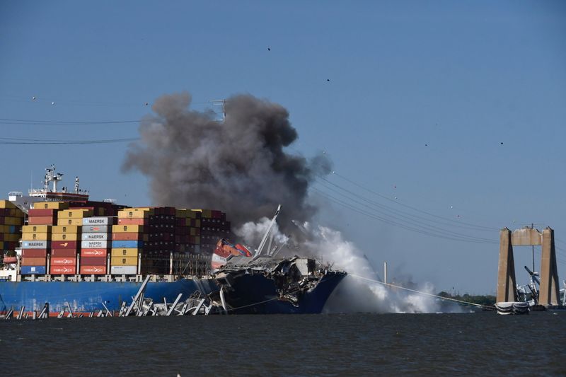 number of controlled blasts conducted to rescue container ship  Dali which trapped in remaining of Francis Scott Key Bridge in Baltimore 