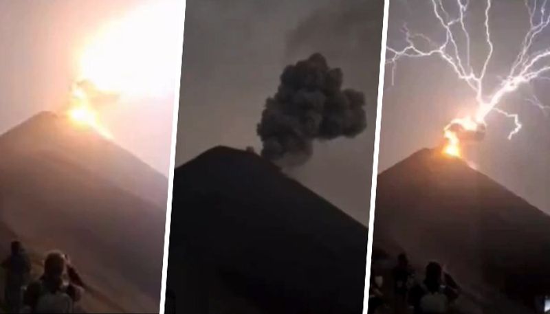 UNBELIEVABLE Lighting dramatically illuminates world's most volatile volcanoes in Guatemala (WATCH) snt