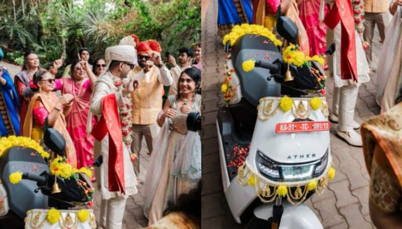  Groom makes unique entry on e-scooter: Bengaluru wedding embraces eco-friendly trend NTI