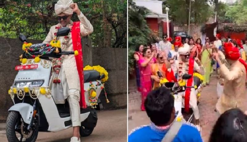 Bengaluru groom ditches horse for electric scooter at baraat Vin