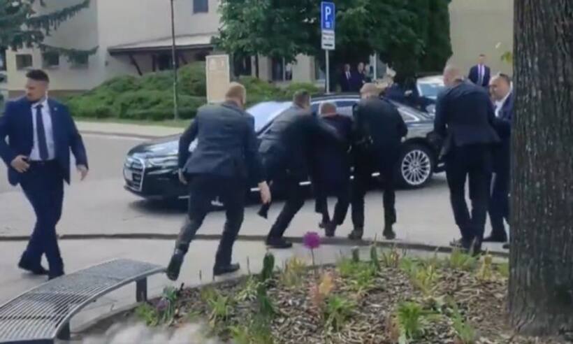 Caught on camera: Moment 5 gunshots were fired at Slovakia's PM as bodyguards swing into action (WATCH)