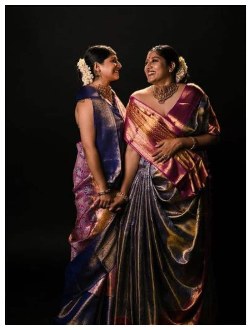 viral kanjeevaram sarees photos abhaya hiranmayi and anumol