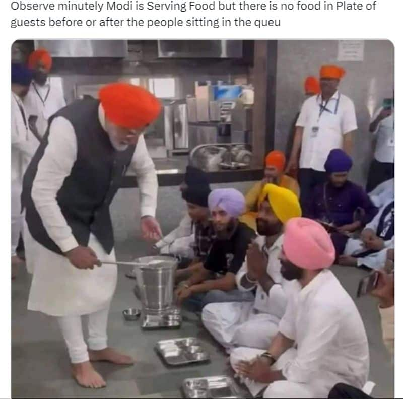 Lok Sabha Elections 2024 Fact Check here is the fact of claim PM Modi served food from an empty bucket