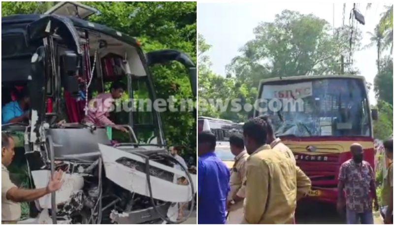 tourist bus and ksrtc bus collided in guruvayoor 