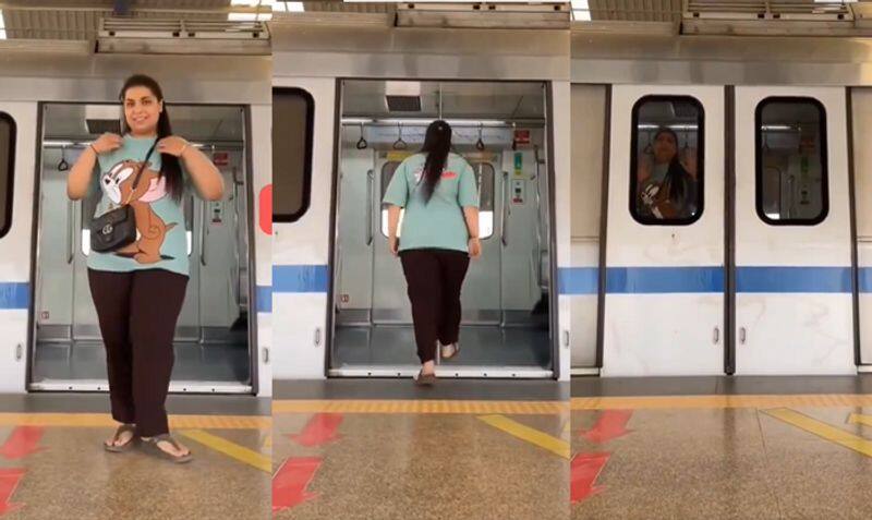 Delhi Woman reels recording goes wrong leaves Mobile at Metro station platform ckm