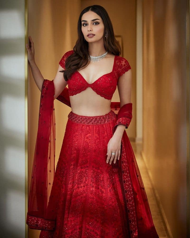 manushi chhillar blouse design looks for wedding front and back kxa