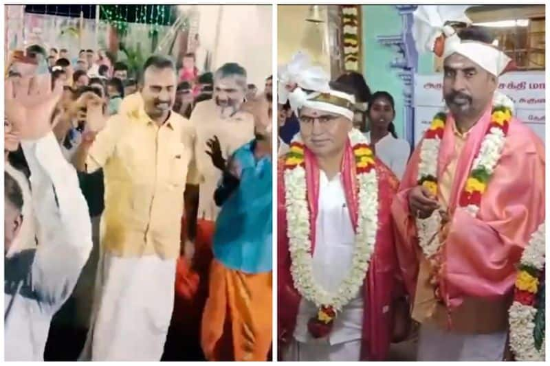 former minister sp velumani did dance at sakthi mariamman temple in coimbatore vel