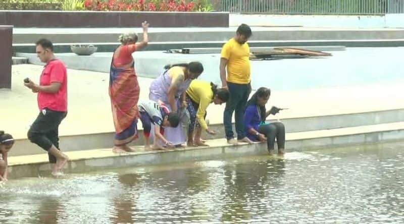 Kodagu Kaveri river Bhagamandala Triveni Sangam full of water from one week rain sat