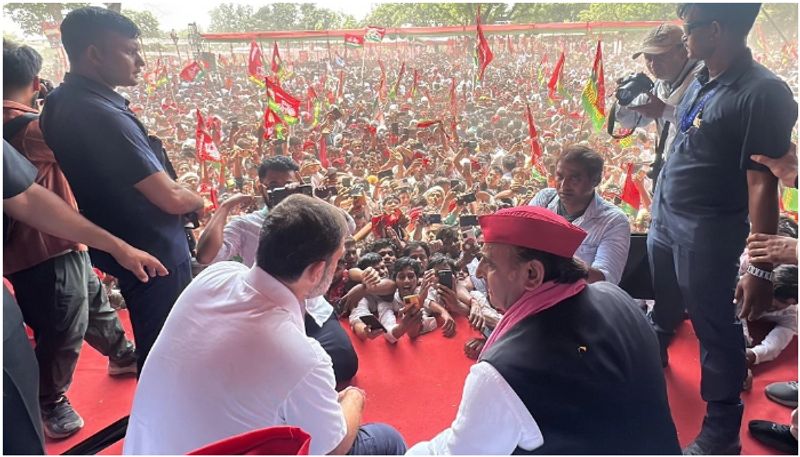 Rahul Gandhi and Akhilesh Yadav leaves rally amid stampede like situation in up prayagraj