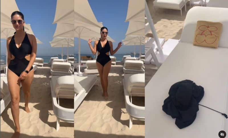 Sunny Leone Swims in Dubai poll sensation Summer Vacation video goes viral ckm