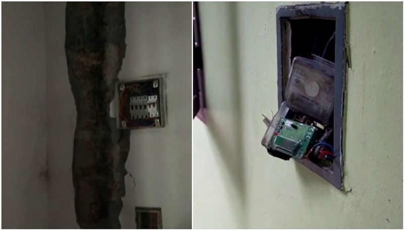 lightening caused electric meter box damage inside a house at vaikkom