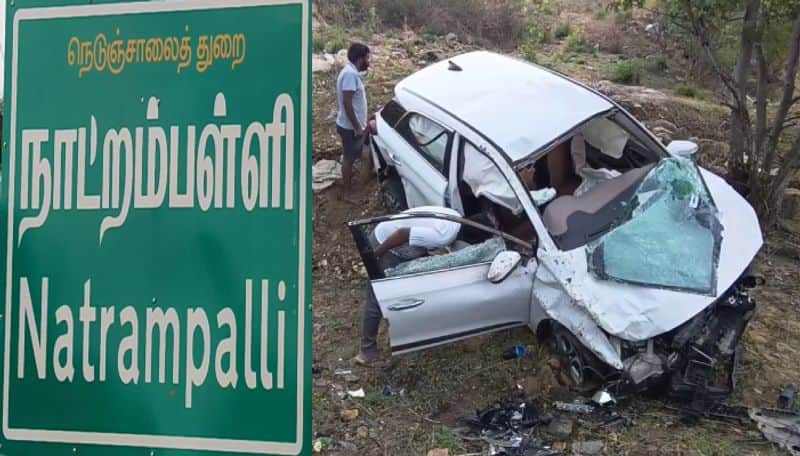 Car Tyre Blast near Natrampalli 5 injured including DMK MLA daughter ans