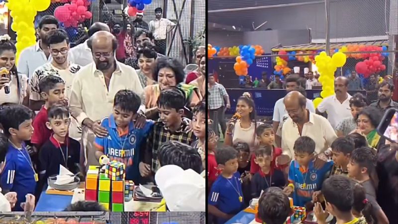 Rajinikanth daughter soundarya son ved Krishna Birthday celebration video viral gan