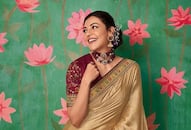 designer stylish Golden saree for Wedding photos kxa 