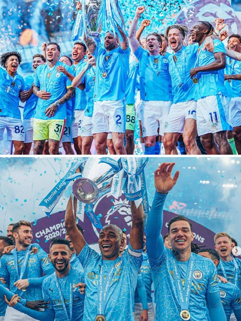 Football How Manchester City celebrated 4th consecutive Premier League triumph osf