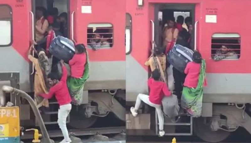 in train people traveling in steps dangerous video 